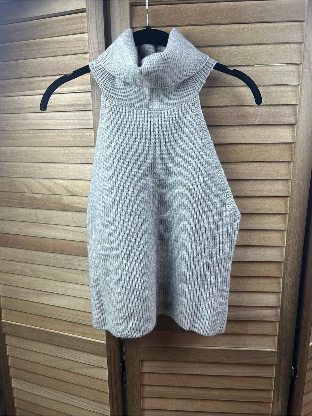 Bardot Gray Ribbed Sleeveless Turtleneck Sweater Tank XL Chunky Knit